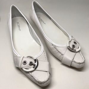BCBGirls kitten heel white leather shoes